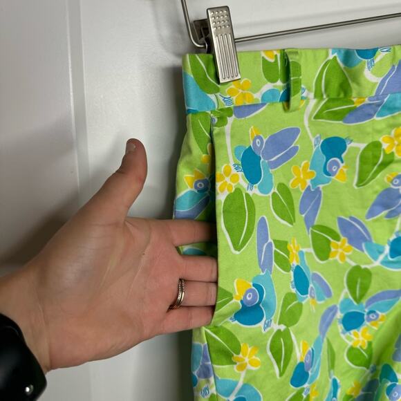 Vintage Lilly Pulitzer Too Jays Toucan Green Tropical Print Bermuda Short Resort - Picture 2 of 5